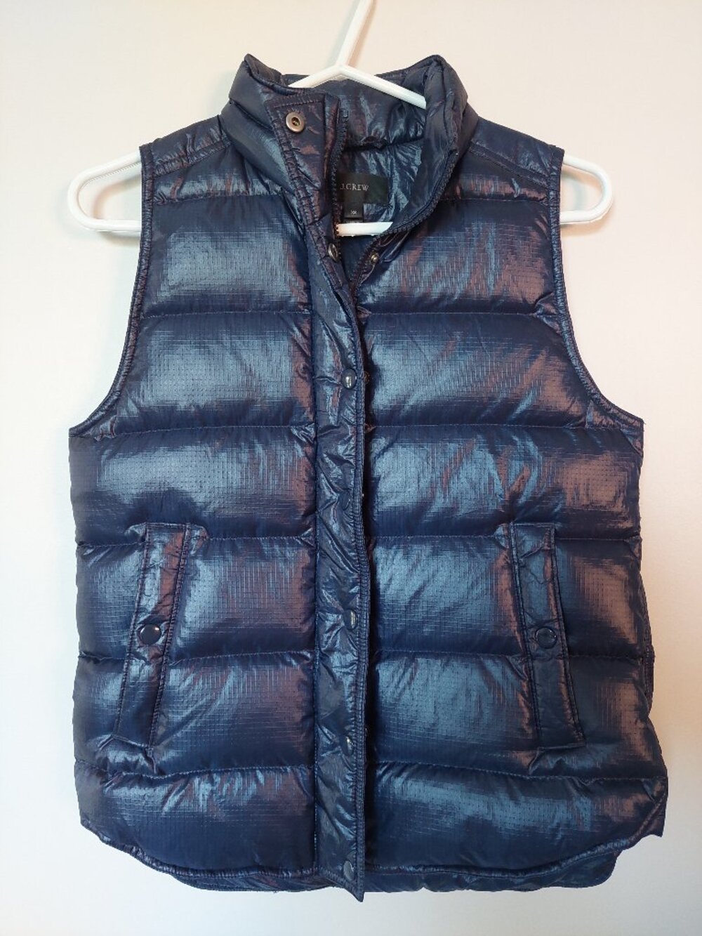 J.Crew Women's XS Glossy Navy Blue Quilted Down Puffer Vest
